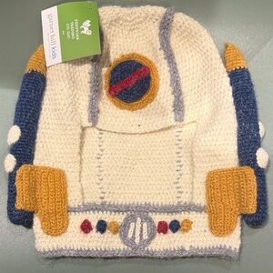 NWT Garnet Hill Kids Hand Knit Spaceship Hat